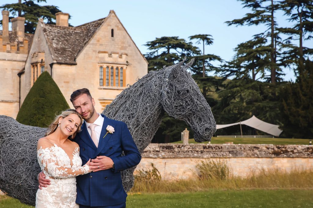 bride and groom at Ellenborough Park in Cheltenham