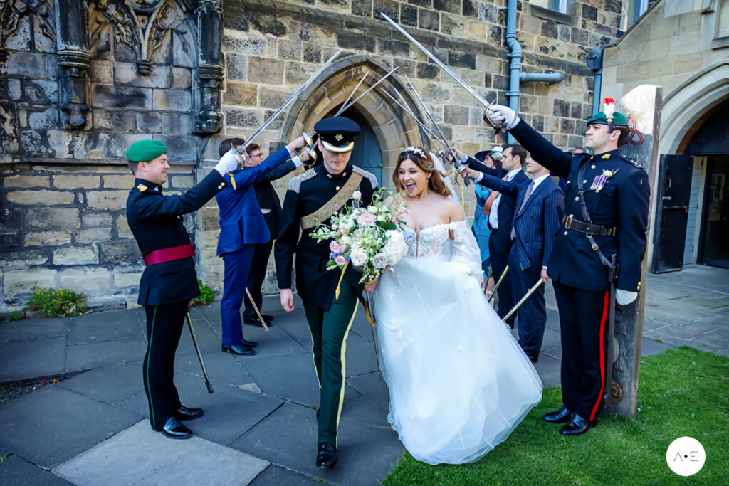 Wedding guests at Hexham Abbey Wedding Northumberland