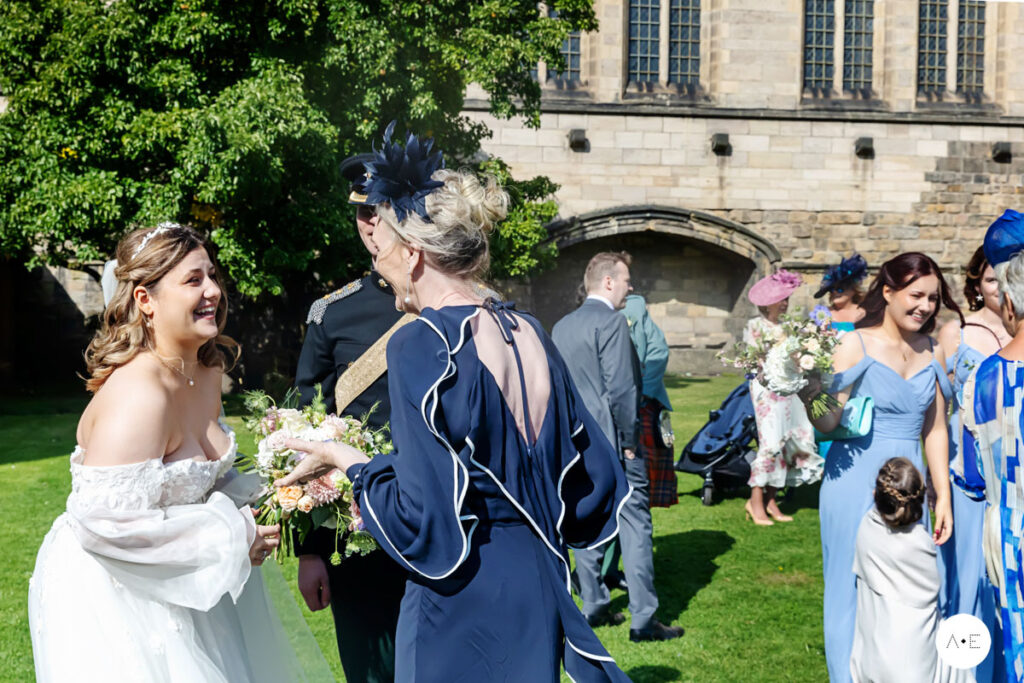 Wedding guests at Hexham Abbey Wedding Northumberland