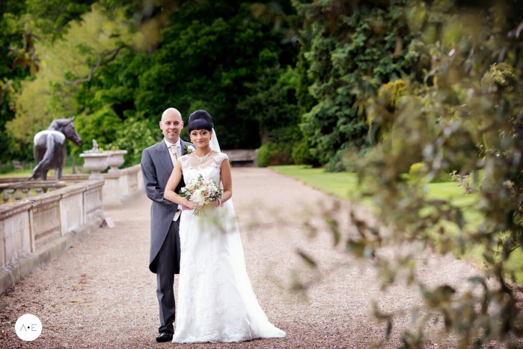 bride and groom portrait at Prestwold Hall Loughborough Leicestershire captured by Alison Edwards Photography