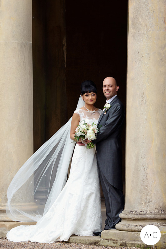 bride and groom portrait captured by Prestwold Hall wedding photographer Alison Edwards Photography