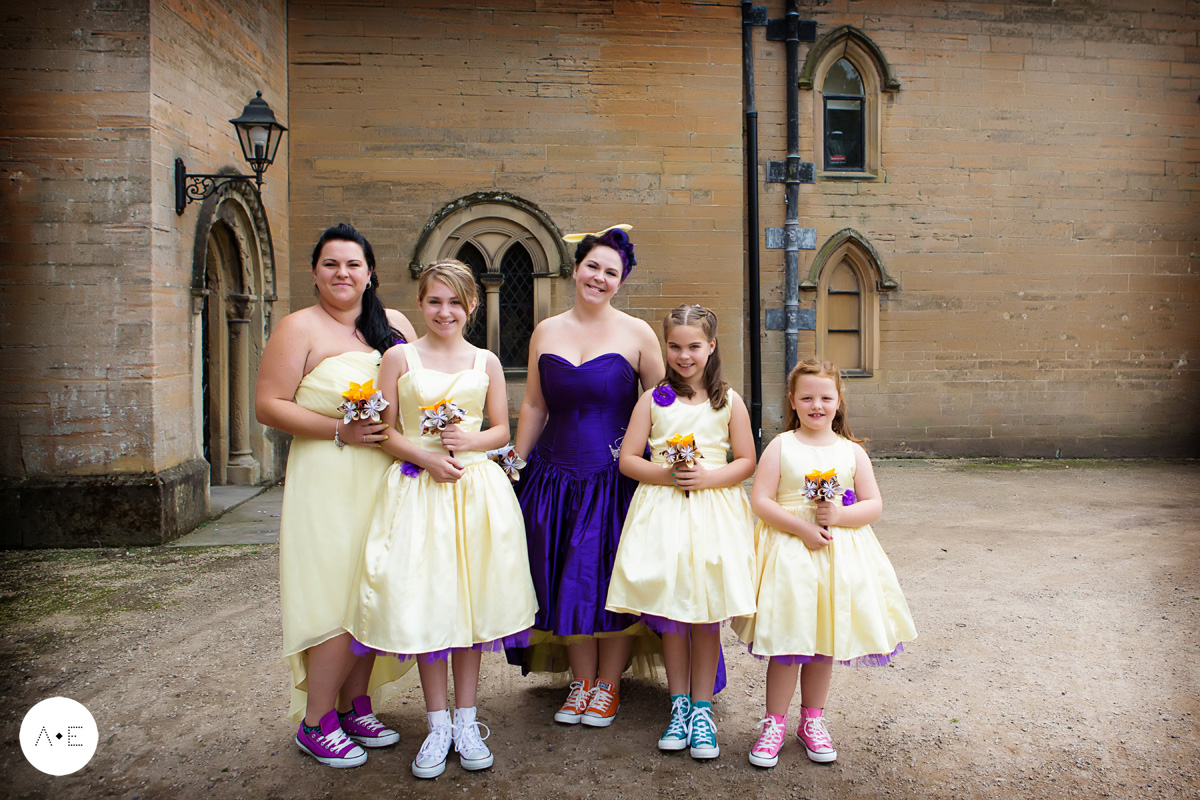bride and bridesmaids at Newstead Abbey captured by Alison Edwards Photography Nottingham wedding photographer