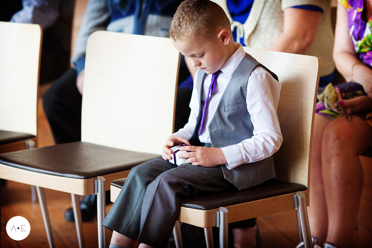 page boy holding wedding ring at Newstead Abbey